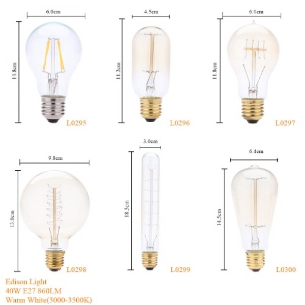 40W E27 Decorative Vintage Filament Edison Light Antique Bulb Art Lamp 220V