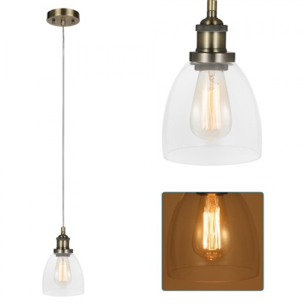 Tomshine Retro Vintage Socket Glass Pendant Light Lamp