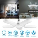 AC 175-265V Foldable LED Light Deformable Garage Light LED Ceiling Lights Fan Blade Light Bulb with 5 Adjustable Blades E26/E27 