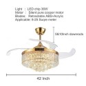 AC200-240V Y42-A099FJ 42 Inches Crystal Ceiling Fan Light LED Ceiling Light