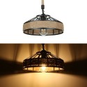 Industrial Hemps Rope Pendants Light Basket Rustic Chandelier Vintage Ceiling Lamp Iron Metal Lampshade Height Adjustable Suspen