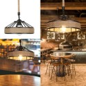 Industrial Hemps Rope Pendants Light Basket Rustic Chandelier Vintage Ceiling Lamp Iron Metal Lampshade Height Adjustable Suspen