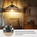 Industrial Hemps Rope Pendants Light Basket Rustic Chandelier Vintage Ceiling Lamp Iron Metal Lampshade Height Adjustable Suspen