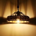 Industrial Hemps Rope Pendants Light Basket Rustic Chandelier Vintage Ceiling Lamp Iron Metal Lampshade Height Adjustable Suspen