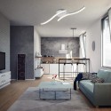 3000K Simple Design Ceiling Lamp 2 Branches Curved Light for Bedroom Living Room Decoration Lamp