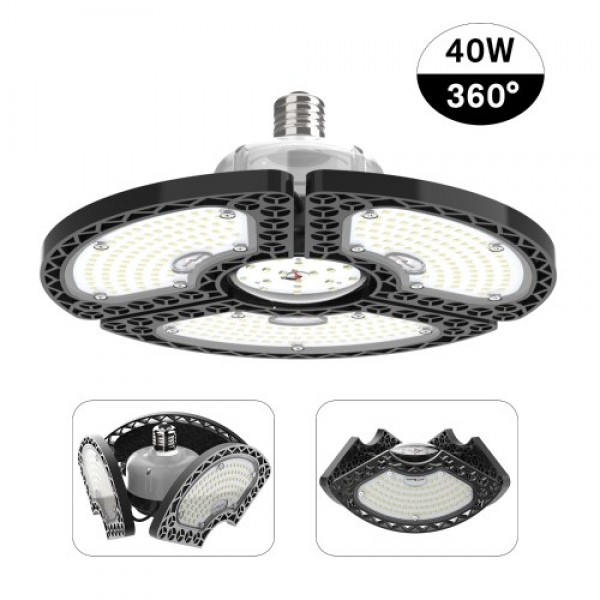 LED Garage Lights Deformable LED Ceiling Lights CRI80 LED Lamp with 3 Adjustable Panels