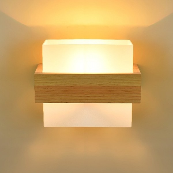 Led Wood Wall Lamp Bedroom Bedside Lamp Creative Study Room Living Room Balcony Staircase Lamp