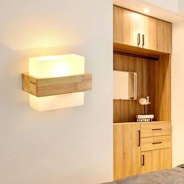 Led Wood Wall Lamp Bedroom Bedside Lamp Creative Study Room Living Room Balcony Staircase Lamp