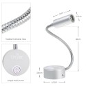 Tomshine 3W LED Wall Light Bedside Lamp Soft Flexible Adjustable Tube With Switch