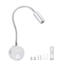 Tomshine 3W LED Wall Light Bedside Lamp Soft Flexible Adjustable Tube With Switch