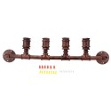 Retro Vintage Personality Bronze Metal Water Pipe Shaped Wall Lamp Holder Light Base for 4 E27 Bulbs Room Bar Decoration