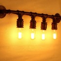 Retro Vintage Personality Bronze Metal Water Pipe Shaped Wall Lamp Holder Light Base for 4 E27 Bulbs Room Bar Decoration