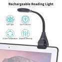 Rechargeable Book Light Clip-on Reading Light Eye-Care LED Light 3 Color Temperature Stepless Dimming with Magnet for Bookworms 