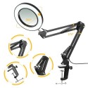 Tomshine Flexible Clamp-on Table Lamp with 8x Magnifier Swing Arm Dimmable LEDs Desk Light