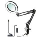 Tomshine Flexible Clamp-on Table Lamp with 8x Magnifier Swing Arm Dimmable LEDs Desk Light