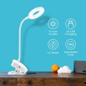 USB Clip-on Table Lamp Touching Control LEDs Eye-caring Night Light 3 Color Modes Reading Light (Ring)