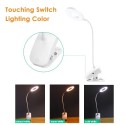 USB Clip-on Table Lamp Touching Control LEDs Eye-caring Night Light 3 Color Modes Reading Light (Ring)