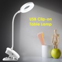 USB Clip-on Table Lamp Touching Control LEDs Eye-caring Night Light 3 Color Modes Reading Light (Ring)