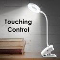 USB Clip-on Table Lamp Touching Control LEDs Eye-caring Night Light 3 Color Modes Reading Light (Ring)