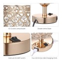 Tomshine Crystal Bedside Table Lamp Decorative Desk Light with Dual USB Charge Ports Modern Nightstand Lamp for Bedroom Living D