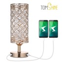 Tomshine Crystal Bedside Table Lamp Decorative Desk Light with Dual USB Charge Ports Modern Nightstand Lamp for Bedroom Living D