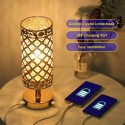 Tomshine Crystal Bedside Table Lamp Decorative Desk Light with Dual USB Charge Ports Modern Nightstand Lamp for Bedroom Living D