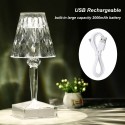 USB Rechargeable Acrylic Diamond Table Lamp Touching Control Crystal Bedside Night Light Decorative Bedroom Nightstand Lamp