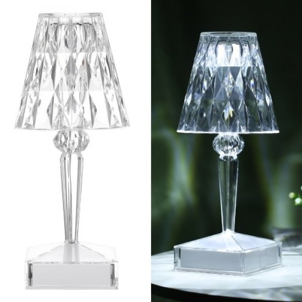 USB Rechargeable Acrylic Diamond Table Lamp Touching Control Crystal Bedside Night Light Decorative Bedroom Nightstand Lamp