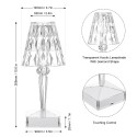 USB Rechargeable Acrylic Diamond Table Lamp Touching Control Crystal Bedside Night Light Decorative Bedroom Nightstand Lamp