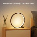 25CM Round LEDs Table Lamp Modern Circular Design Nightstand Lamp Reading Table Lamp for Bedroom Living Room Office