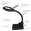 AC220V 6W 40 LEDs 5X/10X Magnifier Glass Desk Lamp with Gadget Storage Design