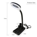 AC220V 6W 40 LEDs 5X/10X Magnifier Glass Desk Lamp with Gadget Storage Design