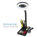 AC220V 6W 40 LEDs 5X/10X Magnifier Glass Desk Lamp with Gadget Storage Design