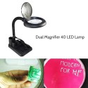 AC220V 6W 40 LEDs 5X/10X Magnifier Glass Desk Lamp with Gadget Storage Design