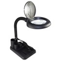 AC220V 6W 40 LEDs 5X/10X Magnifier Glass Desk Lamp with Gadget Storage Design