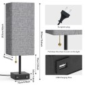 Tomshine Bedside Table Lamp Dual USB and Socket