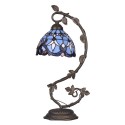 Table Lamp Stained Glass Lampshade Bedside Desk Lamp with Retro Metal Leaf Thin Base 21-inch Tall for Bedroom Living Room LED Bu