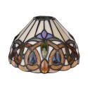 Table Lamp Stained Glass Lampshade Bedside Desk Lamp with Retro Metal Leaf Thin Base 21-inch Tall for Bedroom Living Room LED Bu