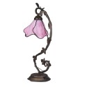 Table Lamp Stained Glass Lampshade Bedside Desk Lamp with Retro Metal Leaf Thin Base 21-inch Tall for Bedroom Living Room LED Bu