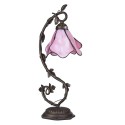 Table Lamp Stained Glass Lampshade Bedside Desk Lamp with Retro Metal Leaf Thin Base 21-inch Tall for Bedroom Living Room LED Bu