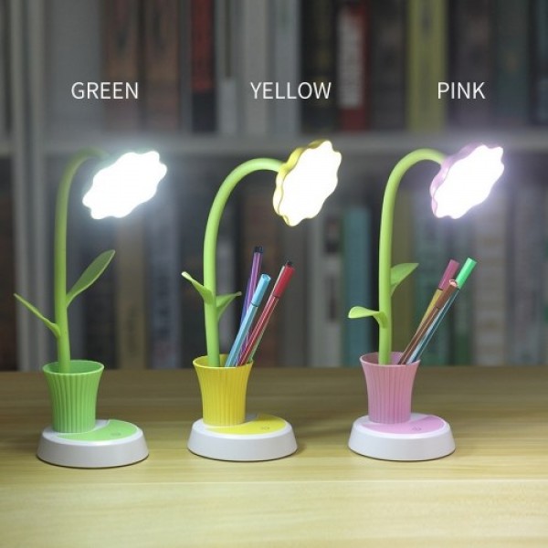 LEDs Desk Lamp USB Rechargeable Night Light with Pen Holder Touch Control 3 Lighting Mode 360° Flexible Hose for Bedroom Reading