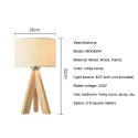 LED Wooden Bedside Lamp Tripod Table Lamp Vintage White Linen Lampshade for Bedroom Living Room E27 Socket(Bulb Not Included)