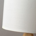 LED Wooden Bedside Lamp Tripod Table Lamp Vintage White Linen Lampshade for Bedroom Living Room E27 Socket(Bulb Not Included)