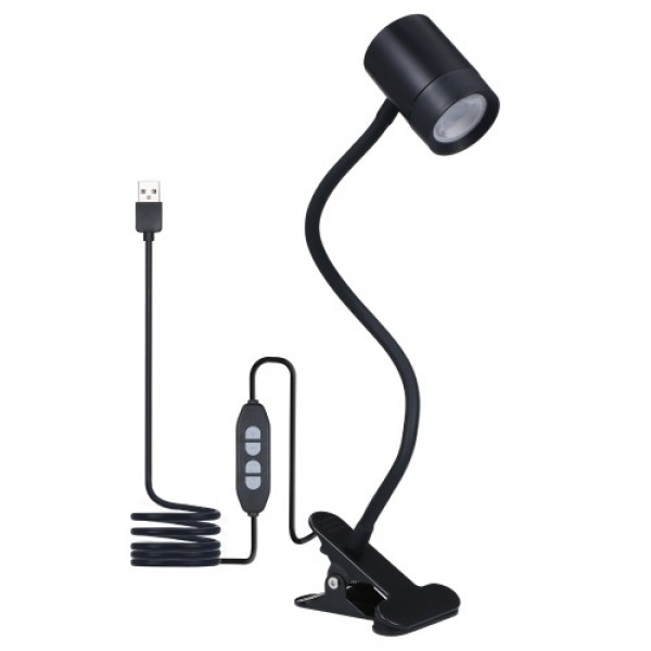 3000-6500k Tomshine USB clip-on Dimmable Table Light  3 color modes, 10 brightness levels, 360° Flexible Goose-neck Bedside Read