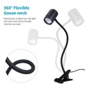 3000-6500k Tomshine USB clip-on Dimmable Table Light  3 color modes, 10 brightness levels, 360° Flexible Goose-neck Bedside Read