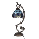 Table Lamp Stained Glass Lampshade Bedside Desk Lamp with Retro Metal Leaf Thin Base 21-inch Tall for Bedroom Living Room LED Bu