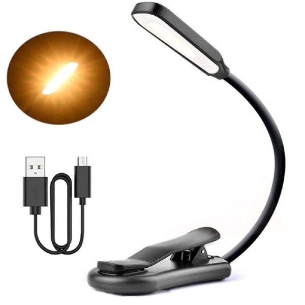 LED Desk Lamp Clip Night Light 5W 6000K 360 Degrees Adjustable Touch Dimming 3 Light Modes Reading Lamp For Bedroom