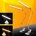 USB Clamp LED Desk Table Lamp Adjustable Clip-on Flexible Gooesneck Light 6W 18LED  Eye Protection with Switch for Reading Study