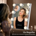 Tomshine Tabletop Mirror with Light 9 Bulbs Touching Control Makeup Mirror Detachable 10x Magnifier USB Powered Dimmable 3 Light