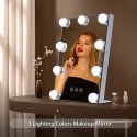 Tomshine Tabletop Mirror with Light 9 Bulbs Touching Control Makeup Mirror Detachable 10x Magnifier USB Powered Dimmable 3 Light